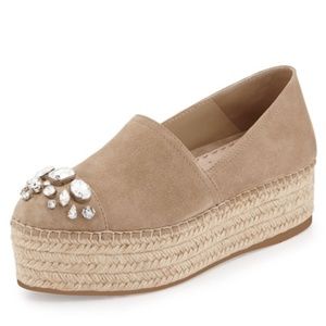 Miu Miu Suede Rhinestone Platform Espadrilles 39
